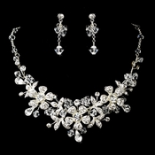 Charming Silver Clear Crystal Flower Necklace & Earring Set 8472 Charming Silver Clear Crystal Flower Necklace & Earring Set 8472