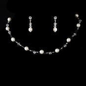 Illusion Bridal Necklace Earring Set 207 White Illusion Bridal Necklace Earring Set 207 White