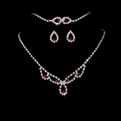 * Sparkling Fuchsia Crystal Bridal Jewelry Set NEB 361 * Sparkling Fuchsia Crystal Bridal Jewelry Set NEB 361