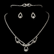 * Silver Clear Matching Necklace Set NEB 361 * Silver Clear Matching Necklace Set NEB 361