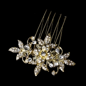 Stunning Clear Rhinestone & Crystal Flower Hair Pin 1583 Gold Stunning Clear Rhinestone & Crystal Flower Hair Pin 1583 Gold