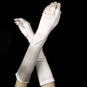 Satin Bridal Bridesmaid Gloves - Diamond White Satin Bridal Bridesmaid Gloves - Diamond White