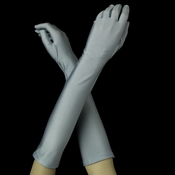 Matte Satin Bridal Bridesmaid Gloves - Lt Blue Matte Satin Bridal Bridesmaid Gloves - Lt Blue