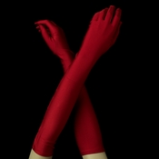 Matte Satin Bridal Bridesmaid Gloves - Red Matte Satin Bridal Bridesmaid Gloves - Red