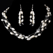 Lovely Multi Strand Freshwater Pearl & Swarovski Crystal Bead Necklace & Earring Set 8250 Lovely Multi Strand Freshwater Pearl & Swarovski Crystal Bead Necklace & Earring Set 8250