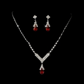 Silver Red Crystal Drop Jewelry Set NE 344 Silver Red Crystal Drop Jewelry Set NE 344