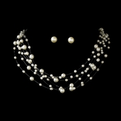 Six Strand Illusion Pearl Necklace and Earring Set NE3976 Six Strand Illusion Pearl Necklace and Earring Set NE3976