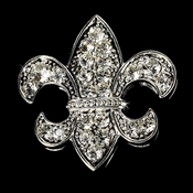 Antique Silver Fleur De Lis Rhinestone Bridal Brooch 30339 Antique Silver Fleur De Lis Rhinestone Bridal Brooch 30339