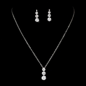 Three Stone Cubic Zirconia Bridal Jewelry Set NE 70756 Silver Three Stone Cubic Zirconia Bridal Jewelry Set NE 70756 Silver