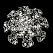 Antique Silver Ruffle Rhinestone Blossom Bridal Brooch 33 Antique Silver Ruffle Rhinestone Blossom Bridal Brooch 33
