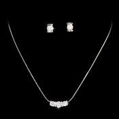 Silver Crystal Cubic Zirconia Three Stone Jewelry Set NE 70734 Silver Crystal Cubic Zirconia Three Stone Jewelry Set NE 70734