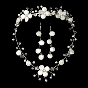 Freshwater Pearl & Crystal Bridal Jewelry & Tiara Set NE 8137 & HP 8137 Freshwater Pearl & Crystal Bridal Jewelry & Tiara Set NE 8137 & HP 8137