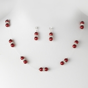 Necklace Earring Set 206 Red Clear Necklace Earring Set 206 Red Clear