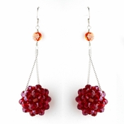 * Red Beaded Ball Earring Set 8551 * Red Beaded Ball Earring Set 8551