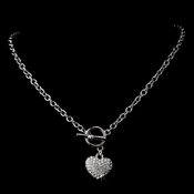 Antique Silver Clear Heart Necklace N 3843 Antique Silver Clear Heart Necklace N 3843
