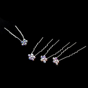 Silver and AB Floral Hair Accents Hair Pin 8 (Set of 12) Silver and AB Floral Hair Accents Hair Pin 8 (Set of 12)