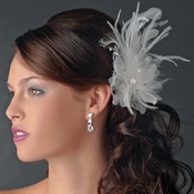 * Stunning White or Ivory Feather & Clear Rhinestone Flower Hair Clip 4632 * Stunning White or Ivory Feather & Clear Rhinestone Flower Hair Clip 4632