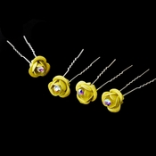 * Yellow Glitter Crystal Bridal Hair Pin 901 (Set of 12) * Yellow Glitter Crystal Bridal Hair Pin 901 (Set of 12)