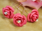 * Pink Floral Glitter Hair Pin 901 (Set of 12) * Pink Floral Glitter Hair Pin 901 (Set of 12)