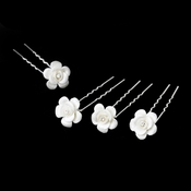 Ceramic Porcelain Floral Crystal Hair Pin 65 (Set of 6) Ceramic Porcelain Floral Crystal Hair Pin 65 (Set of 6)
