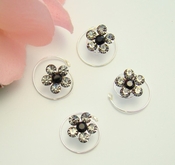 12 Delightful Silver Grey & Black Rhinestone Flower Twist-Ins 01 12 Delightful Silver Grey & Black Rhinestone Flower Twist-Ins 01