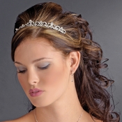* Superb Silver Clear Rhinestone Floral Bridal Tiara 9835 **Irregular Yellow Tint Marks*** * Superb Silver Clear Rhinestone Floral Bridal Tiara 9835 **Irregular Yellow Tint Marks***