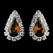 Silver Brown & Clear Teardrop Stud Earrings 1361 Silver Brown & Clear Teardrop Stud Earrings 1361