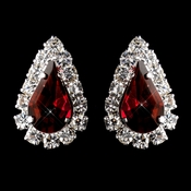 Silver Burgundy & Clear Teardrop Stud Earrings 1361 Silver Burgundy & Clear Teardrop Stud Earrings 1361