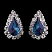 Silver Montana ( Navy) Blue & Clear Teardrop Stud Earrings 1361 Silver Montana ( Navy) Blue & Clear Teardrop Stud Earrings 1361