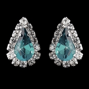 Silver Light Teal & Clear Teardrop Stud Earrings 1361 Silver Light Teal & Clear Teardrop Stud Earrings 1361