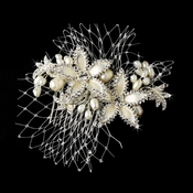 Lovely Ivory Rum Pink Floral Hair Comb w/ Freshwater Pearls 9813 Lovely Ivory Rum Pink Floral Hair Comb w/ Freshwater Pearls 9813