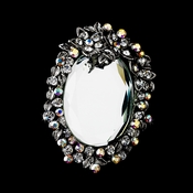 * Antique Silver Clear Aurora Borealis Rhinestone Mirror Brooch 103 * Antique Silver Clear Aurora Borealis Rhinestone Mirror Brooch 103