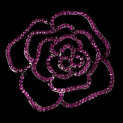 * Antique Silver Fuchsia Rhinestone Rose Bridal Brooch 6277 * Antique Silver Fuchsia Rhinestone Rose Bridal Brooch 6277