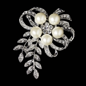 Antique Silver Rhinestone & Diamond White Pearl Vintage Vine Bouquet Bridal Brooch 35 Antique Silver Rhinestone & Diamond White Pearl Vintage Vine Bouquet Bridal Brooch 35