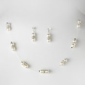 Necklace Earring Set 206 White Clear Necklace Earring Set 206 White Clear