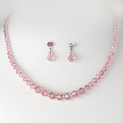* Pink Crystal Bridal Jewelry Set NE 231 * Pink Crystal Bridal Jewelry Set NE 231