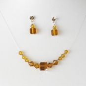 Tan Crystal Illusion Necklace & Earring Set NE 233 Tan Crystal Illusion Necklace & Earring Set NE 233