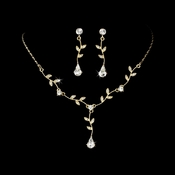 Gold Clear Dangle Floral Bridal Set NE 328 Gold Clear Dangle Floral Bridal Set NE 328