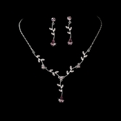 Silver Light Amethyst Dangle Floral Bridal Set NE 328 Silver Light Amethyst Dangle Floral Bridal Set NE 328