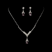 Silver Light Amethyst Crystal Drop Jewelry Set NE 344 Silver Light Amethyst Crystal Drop Jewelry Set NE 344