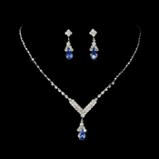 Silver Light Blue Crystal Drop Jewelry Set NE 344 Silver Light Blue Crystal Drop Jewelry Set NE 344