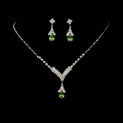Silver Peridot Green Crystal Drop Jewelry Set NE 344 Silver Peridot Green Crystal Drop Jewelry Set NE 344