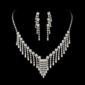 * Glamorous Silver Clear Crystal Necklace & Earring Set NE 365 * Glamorous Silver Clear Crystal Necklace & Earring Set NE 365