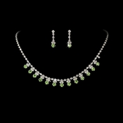 * Olive Green Accented Necklace & Earring Jewelry Set NE 358 * Olive Green Accented Necklace & Earring Jewelry Set NE 358