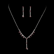 Necklace Earring Set NE 7157 Silver Light Amethyst Necklace Earring Set NE 7157 Silver Light Amethyst