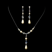 Delightful Silver Ivory Pearl & AB Crystal Bead Necklace & Earring Set 8154 Delightful Silver Ivory Pearl & AB Crystal Bead Necklace & Earring Set 8154