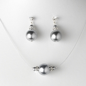 Pearl Necklace Earring Set NE 8369 Silver Pearl Necklace Earring Set NE 8369 Silver