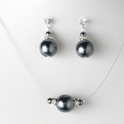 Pearl Necklace Earring Set NE 8369 Grey Pearl Necklace Earring Set NE 8369 Grey