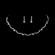 Rhinestone Flower Necklace Earring Set NE 378 Silver Clear Rhinestone Flower Necklace Earring Set NE 378 Silver Clear
