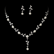 Silver White Necklace Earring Set 70863 Silver White Necklace Earring Set 70863